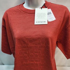 COACH Women's Textured Short-Sleeve Top in Rust